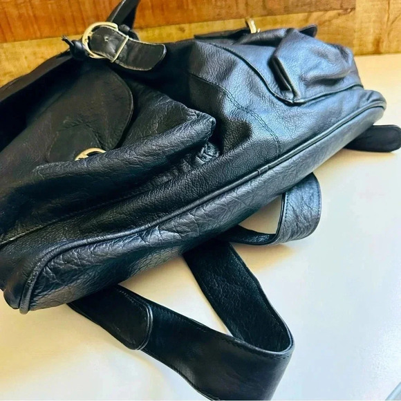 Unisex Vintage Merlin Lederwerkstatt Large Leather Backpack - Picture 6 of 12